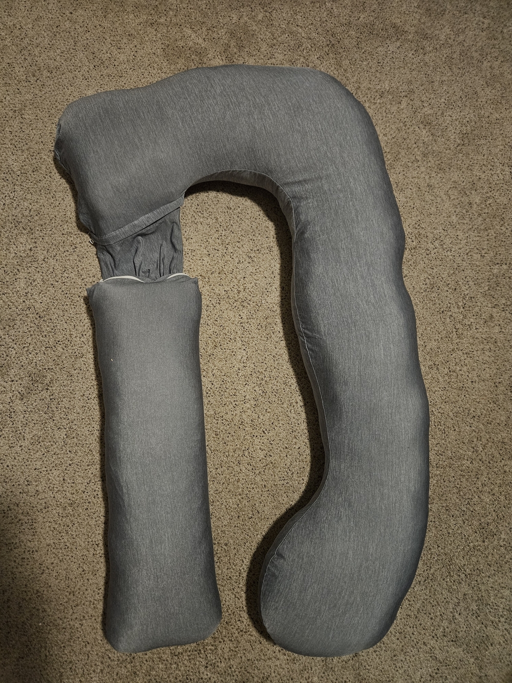 Gray Full-Body Pregnancy Support Pillow